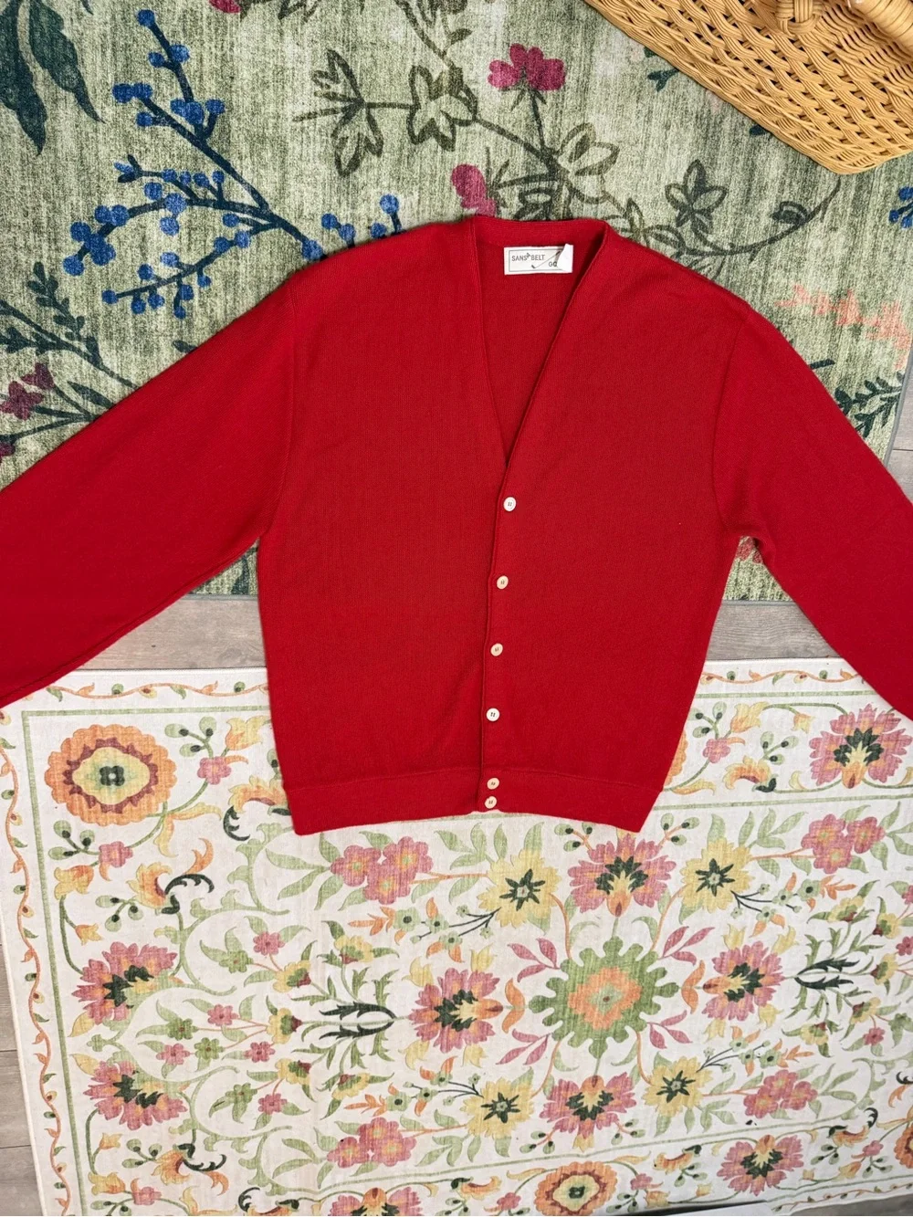 Vintage 90s Sansabelt Golf Red Button Cardigan Sweater Sz XL Tall Classic Preppy